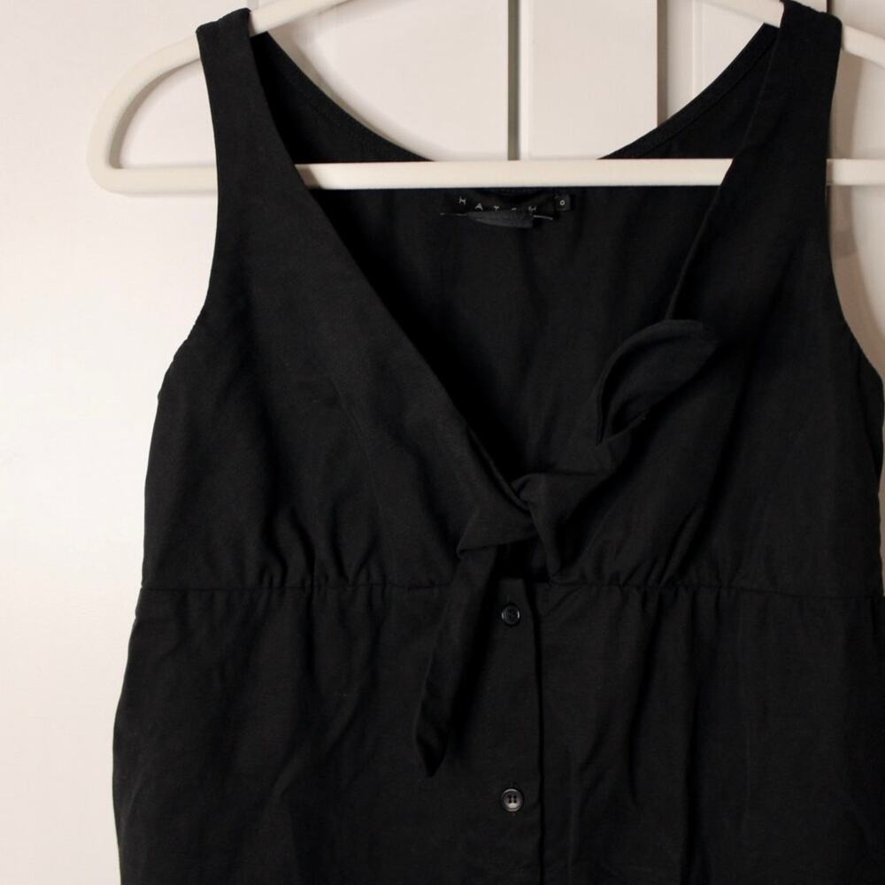 HATCH Nadia Easy Nurse Dress Black Tencel Linen Tie Front Midi Dress | 0 - Picture 5 of 12